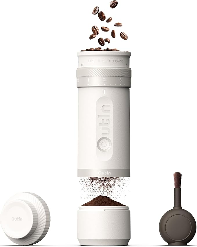 OutIn Fino Portable Electric Coffee Grinder, Portable Coffee Scale, Coffee Stand