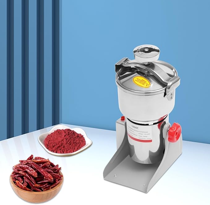 1000g Electric Grain Grinder Stainless Steel 304 Commercial High Speed 30000r/min 3600W Powder Mill for Wheat Corn Spices Grain Dry Rice Nursing Homes Hospitals