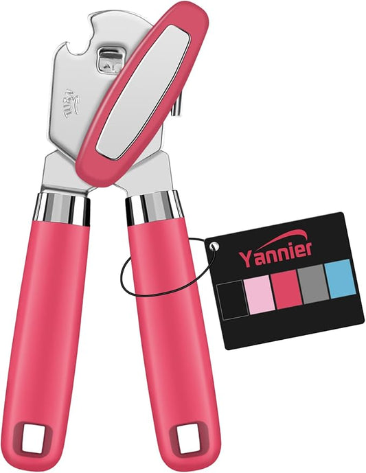 Multifunctional Heavy Duty Can Opener Manual Smooth Edge Can Opener and Bottle Openers with Magnet Durable Sharp Cutting Blade Comfortable Handle Big Effort-Saving Knob Kitchen Tool