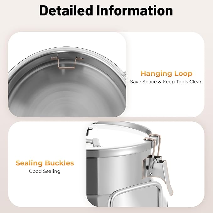 Milk Can Stainless Steel Containers with Lids Old Fashion Milk Jug Metal Bucket with Practical Handles, Sealed Bucket for Milk Water Wine Honey Oil Rice Tea Beans Grains (20L/5.28Gal)