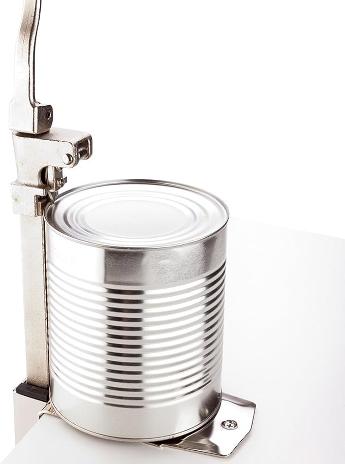 Restaurantware Met Lux 18 Inch Commercial Can Opener, 1 Heavy-Duty Industrial Can Opener - Screw-Down Base, Ergonomic Handle, Iron Table Top Can Opener, Built-In Blade, For Opening Food Cans