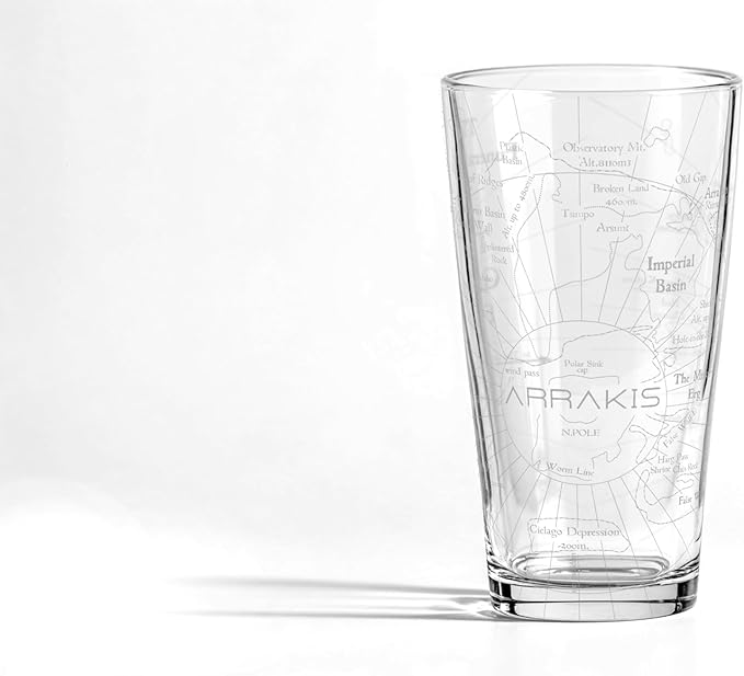 ARRAKIS MAP Engraved 16oz Pint Glass | Sci-Fi Literature Beer Glass | Desert Inspired Gift for Sci-Fi Fans Dad Husband | Birthday Christmas