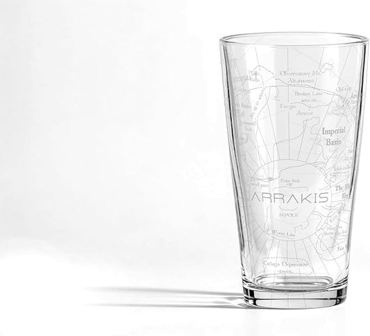 ARRAKIS MAP Engraved 16oz Pint Glass | Sci-Fi Literature Beer Glass | Desert Inspired Gift for Sci-Fi Fans Dad Husband | Birthday Christmas