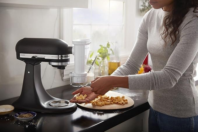 KitchenAid Ksmpexta Gourmet Pasta Press Attachment with 6 Interchangeable Pasta Plates, White