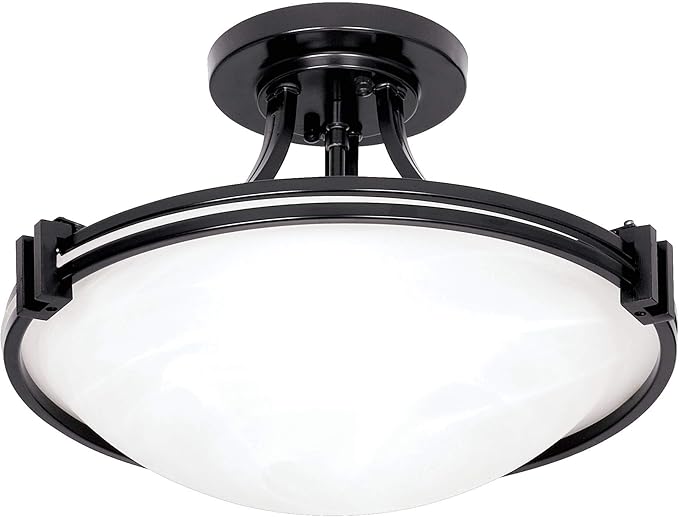 Possini Euro Design Deco Modern Close to Ceiling Light Semi Flush Mount Fixture 16" Wide Oil Rubbed Bronze Brown Marbleized Glass Bowl Shade Bedroom Hallway Living Room Dining Room Bathroom Kitchen