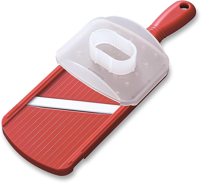 Kyocera Advanced Ceramic Adjustable Mandoline Vegetable Slicer w/ Handguard-Red 11" x 4"