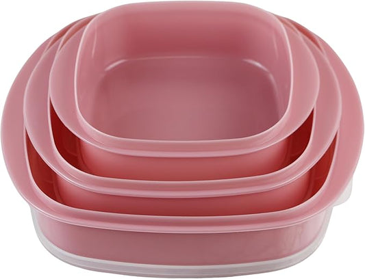 Reston Lloyd Nesting Microwave Containers, Set of 3, Adjustable Steam Vents, Airtight, Meal Prep, Durable BPA-Free Plastic- Freezer & Dishwasher Safe, Cookware & Food Storage, Anyday Cookware, Pink