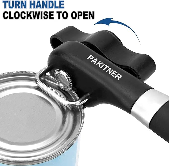 PAKITNER- Safe Cut Can Opener, Smooth Edge Can Opener - Handheld Easy Turn Knob, Manual Can Opener, Ergonomic Smooth Edge, Food Grade Stainless Steel Cutting Tool for Kitchen & Restaurant