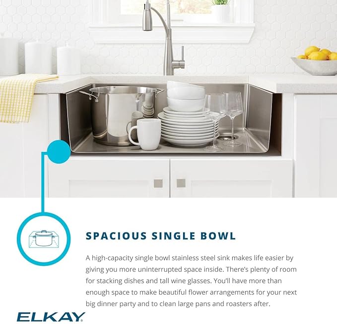 Elkay EFRU30169RTWC Crosstown 31-1/2" Undermount Single Basin Stainless Steel Kitchen Workstation Sink with Basin Rack, Basket Strainer, Colander, and Cutting Board - Stainless Steel