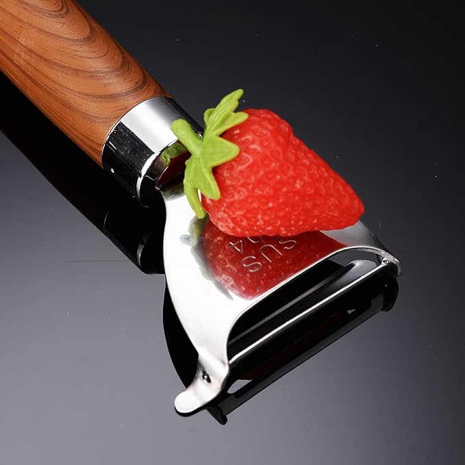 Y-Shaped Vegetable Peeler with Non-Slip Wood Grain Handle, Ergonomic Stainless Steel Potato & Fruit Peeler for Effortless Peeling - Professional Kitchen Peeler