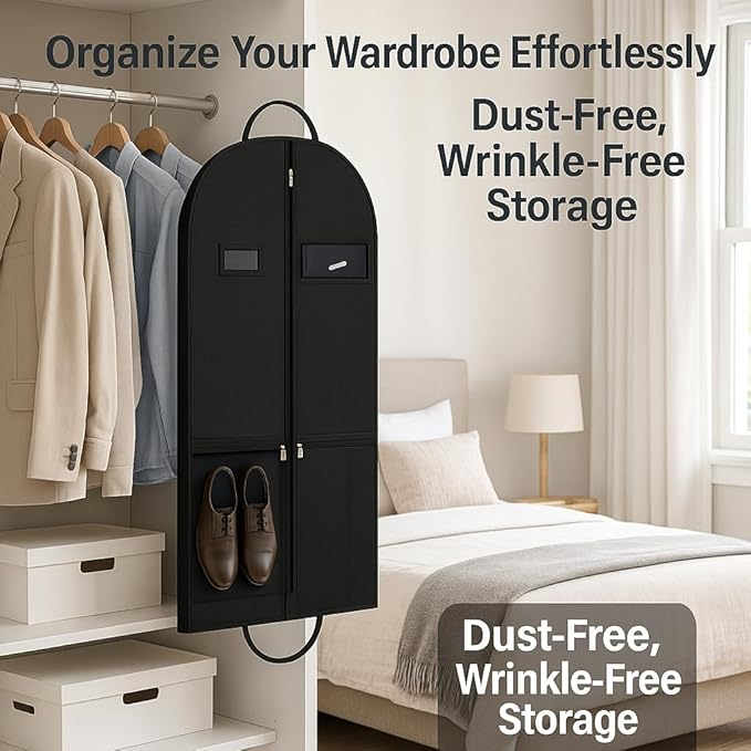 Large Heavy Duty Garment Bag for Clothing Storage, Heavy Duty Garment Bags for Travel and Hanging Clothes, Zippered Breathable Garment Bags for Long Dresses, Hanging Garment Bags for Closet Storage