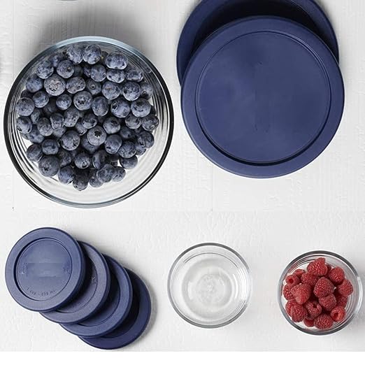 Wood Grip - Lids for Pyrex and Anchor Round Glass Containers - Lids for Pyrex Glass Containers - Replacement Lids (Blue, 4 Cups, 6 Pack)