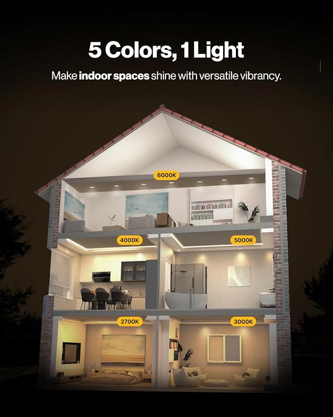 Sunco 6 Pack 8 Inch LED Slim Down Light Residential Ambient Home Indoor Living Room Bedroom Bathroom, 1350 Lumens, 13W (100W Equivalent) Selectable CCT 2700K/3000K/4000K/5000K/6000K, 0-10V Dimmable.