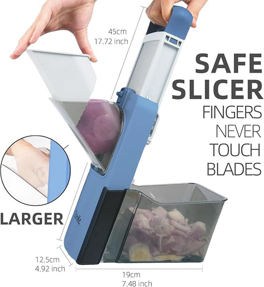 Upgrade Safe Mandoline Slicer for Kitchen, Adjustable Vegetable Food Chopper Potato Fries Cutter, Removable, with Draining basket, Kitchen Chopping Artifact, Gift