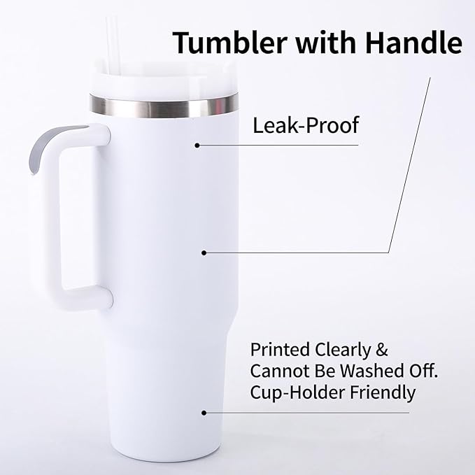 Personalized Tumbler with Handle, 20oz Insulated Coffee Tumbler with Lid and Straw, Custom Stainless Steel Travel Cup for Women Men (Graduation)