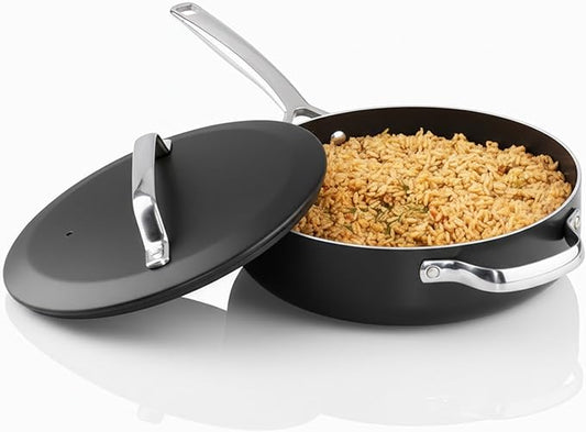 GOTHAM STEEL 4Qt Saute Pan with Lid, 12 Inch Deep Frying Pan with Lid, Large Nonstick Skillet with Lids for Cooking, Oven Safe Skillet, Family Sized Frying Pans Non stick, Dishwasher Safe
