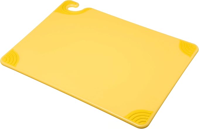 San Jamar Saf-T-Grip Plastic Cutting Board with Safety Hook, 15" x 20" x 0.5", Yellow