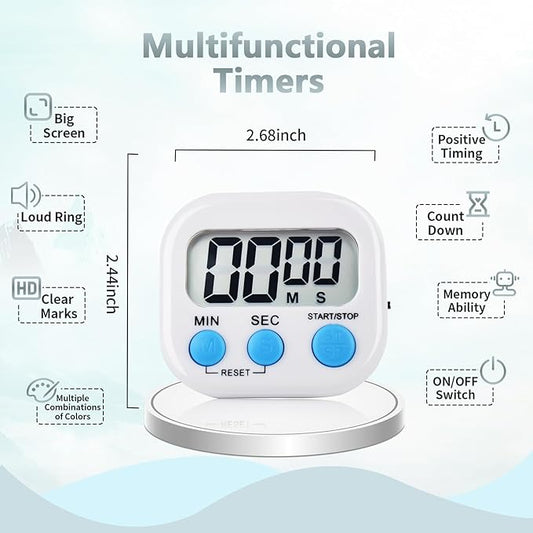 4 Pack Digital Kitchen Timer Magnetic Digital Timer with Big Display Loud Ring Cooking Timers for Cooking, Game, Gym, Break Time, Classroom(4, Pink, Green, Orange, White)