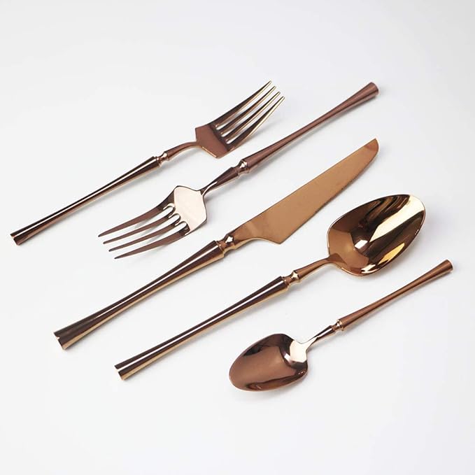 JASHII 20-piece 18/10 Stainless Steel Rose Gold Flatware/Cutlery/Tableware Set Service for 4 Person, Include Knife/Fork/Spoon, Mirror Polished (Rose)