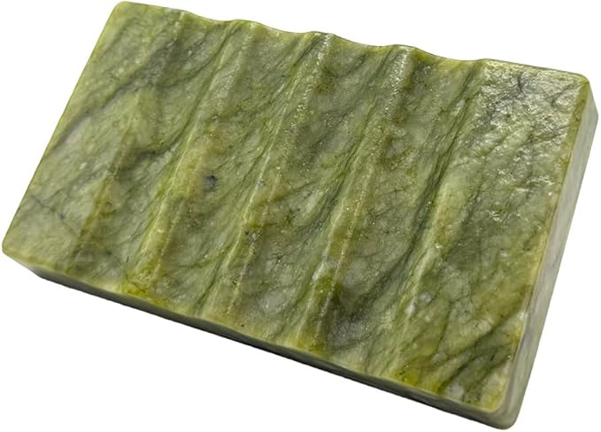 Real Marble Christmas Soap Dish for Shower - Stone Tray, Small Bar Soap Holder with Drainage | Non-Slip, Luxury Bath Room Accessories (Earth Green)