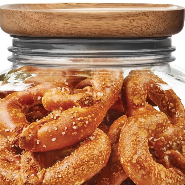 Ball Stack & Store Glass Mason Jars with Wooden Lid, Used for Pantry, Cookies, Flour, Cereal, Rice, Sugar, Tea, Coffee Beans, Spices, Square, 15.6-Cup (Pack of 4)