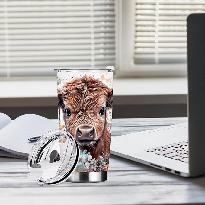 Cow Print Stuff Tumbler, Western Decor Gifts for Women Men Cow Lovers Teacher Appreciation Birthday Christmas Western Coffee Mug Stainless Steel Vacuum Insulated Double Wall Travel Cup with Lid 20oz