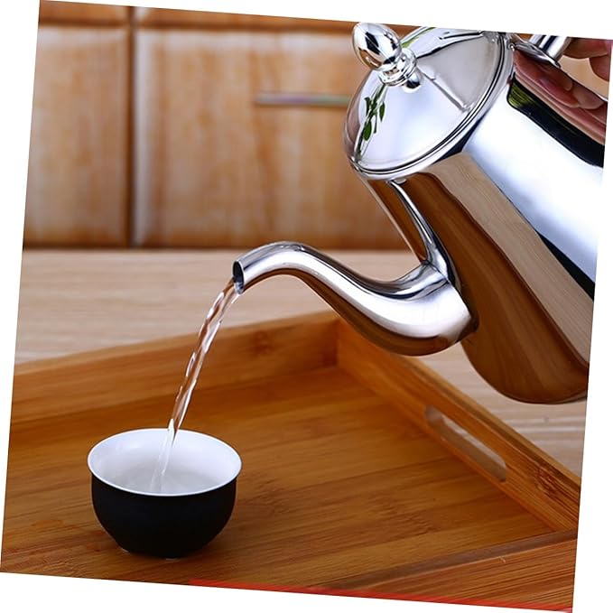 1L Stainless Steel Tea Kettle with Strainer Water Kettle for Home and Restaurant Use Stylish Glossy Finish and Ergonomic Handle