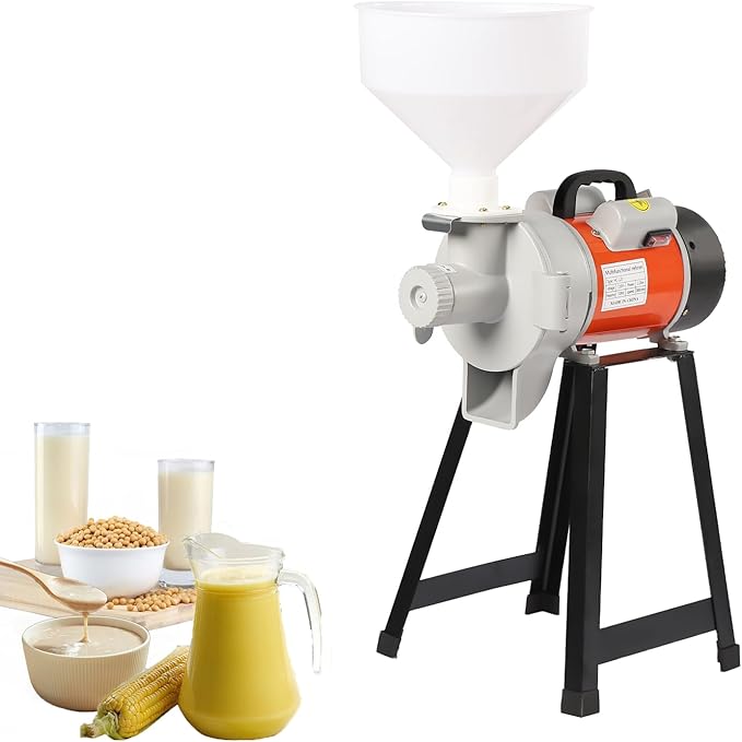 Electric Grain Mill Grinder, Flour Mill, 110V 2200W Commercial Corn Grinder Machine Feed Mill Wheat Grinder, Flour Mill Cereals Grinder with Funnel (Wet Grinder)