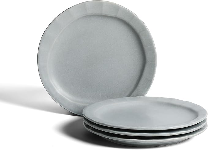 Stone Lain Oasis 4-Piece Salad Plate Set Stoneware, Grey Blue
