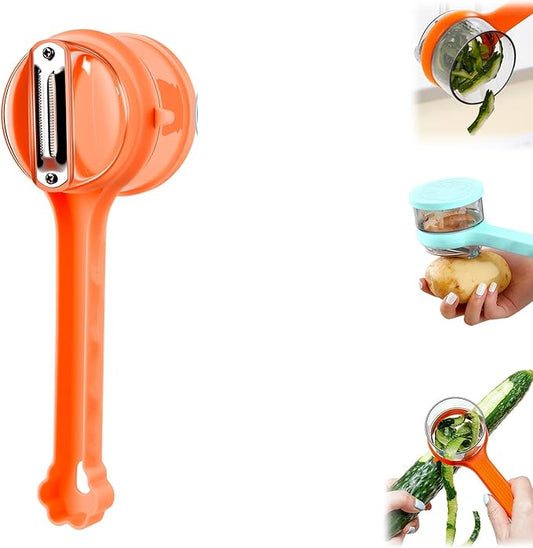 2026 New Kitchen Special Fruit Peeler with Box Storage,Stainless steel double sided storage peele with Catcher Peeler with Storage Bucket,Apple Peeler, Carrot Peeler, Orange Peeler (orange)