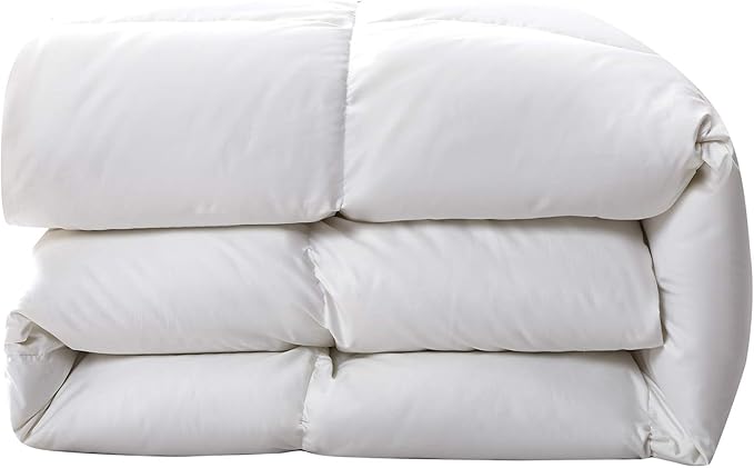 Serta Down Fiber Comforter King Size-Lightweight Duvet Insert, Luxury Fluffy Bed Comforter 100% Cotton 300 Thread Count Shell, Down Feather Fiber 500 Fill Power with Corner Taps, White 106x90inch