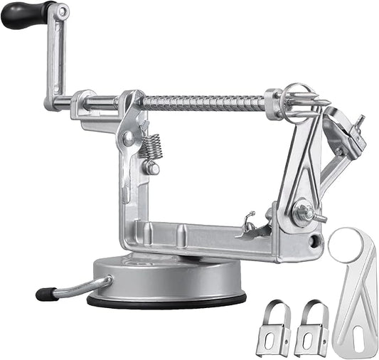 Apple Peeler Slicer Corer with Stainless Steel Blades and Powerful Suction Base for Apples Pears Potatoes(Grey)