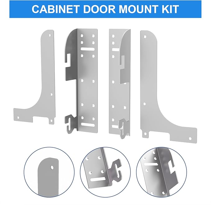 5WB-DMKIT Cabinet Door Hinge Mount Kit, 6-Way Adjustable Heavy Duty Metal Brackets for Cabinet Organizers, Pullout Shelves, Trash Cans, RV Cabinets - Complete Installation Hardware Included, Silver
