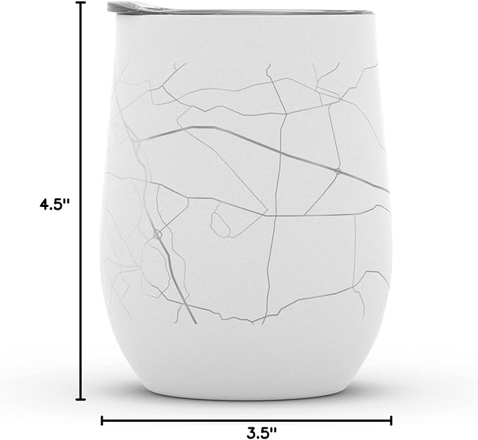 Well Told Engraved Lexington Kentucky Map Insulated Wine Tumbler, Etched Stainless Steel Wine Tumbler (12 oz, White) City Map Insulated Tumbler, Custom Insulated Tumbler, Outdoor Drinkware
