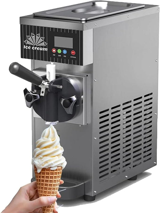 Soft Serve Ice Cream Machine for Home,Countertop Soft Serve Ice Cream Maker,4-5 Kg/H Yield,with Pre-Cooling,Auto Clean,LCD Panel Soft Serve Maker Single Flavor Soft Serve Ice Cream Machine,Grey