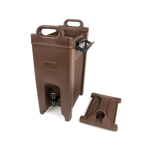 Carlisle FoodService Products 5-Gallon Insulated Beverage Dispenser, Cateraide, Food-Grade with Handles, Rugged PE Shell with PU Insulation for Coffee, Tea and Hot or Cold Drinks, Brown - Made in USA