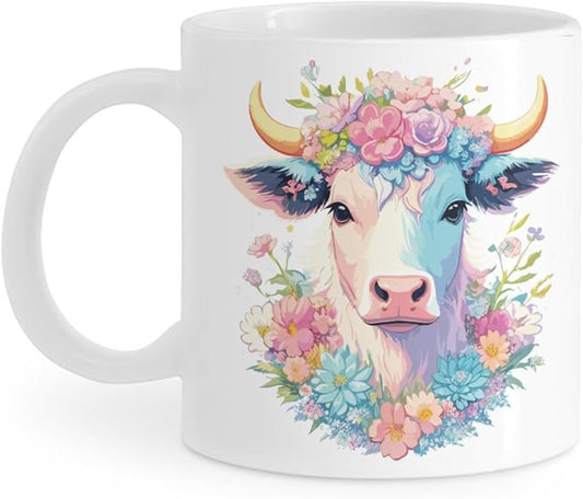 Coffee Mugs Ceramic Latte Mug with Handle Highland Cow Pattern 11 OZ for Men Women for Latte Cappuccino Cocoa Milk Dishwasher & Microwave Safe