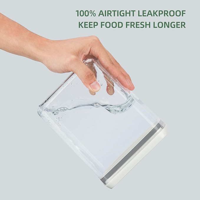 Food Airtight Containers storage with Lids 3 Pack (1800ml + 1200ml + 500ml) One Button Open/POP UP/Kitchen Storage Organization for Coffee Tea Brown Sugar Cereals