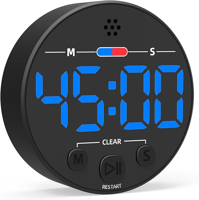 Large LED Digital Timer, Magnetic Countdown Loud Timer for Kitchen Cooking, Classroom Whiteboard, Kids, Toddler, Game, Productivity, Focus, Work, Task, Office, Meeting – Small, Simple, Visual, Blue
