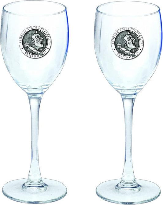 Heritage Pewter Florida State Glass Goblets – Set of 2 | 12 OZ Goblet Wine Glasses | Expertly Crafted Pewter Glass