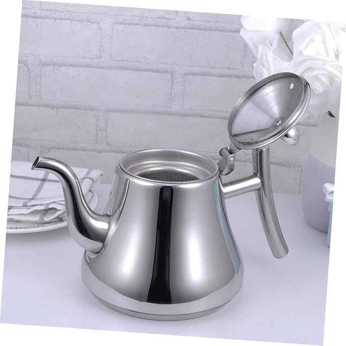 1L Stainless Steel Tea Kettle with Strainer Water Kettle for Home and Restaurant Use Stylish Glossy Finish and Ergonomic Handle