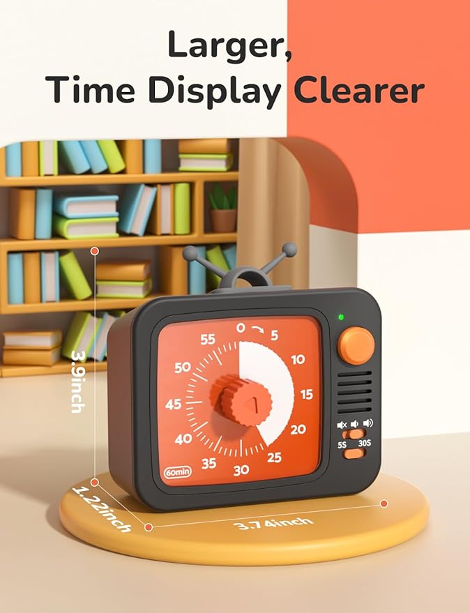 LIORQUE Visual Timer for Kids with Pause Function, 60-Minute Countdown Timers for Classroom Office Kitchen with Silent Operation, Kids Timer for Teaching