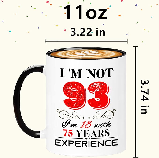 1932 93th Birthday Mug for Women Men, Turning 93 Year Old Birthday Gifts for Mom, Dad, Grandma, Grandpa, Wife, Husband, Uncle, Aunt, Sister, Best Friends, Coworkers, Her, Him, 11oz Coffee Cup