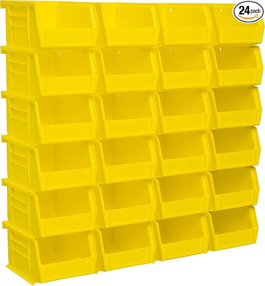Akro-Mils 30210 AkroBins Plastic Storage Bins, Space-Saving Stackable Bins for Garage, Pantry, Craft Organization, 5-" x 4-" x 3-", Yellow, 24-Pack