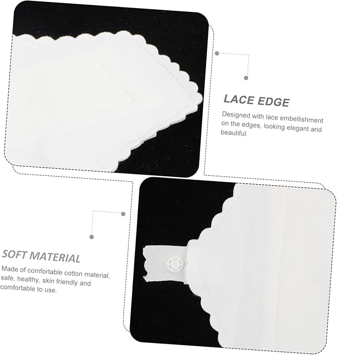 Yardwe 3Pcs Reusable Cotton Menstrual Pads Lace Edge Breathable Washable Sanitary Towels for Women with Button Snap to Prevent Leakage Soft and Thin Period Pads