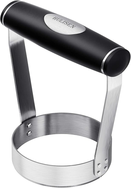 HULISEN Plain Edge Food Chopper, 3 Inch Manual Hand Chopper Dicer, Stainless Steel Round Handheld Food Cutter with Grip Handle, Chop Cabbage, Boiled Egg, Nut, Fruit, Vegetable, Meat for Salad