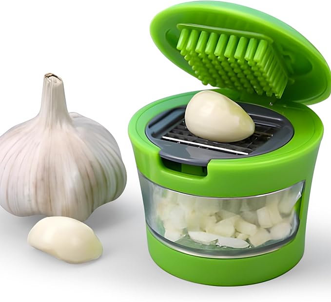 Garlic Press-Garlic Chopper Mini Vegetable Slicer Garlic Mincer Tool Crusher Slicer Twister Garlic Press Kitchen Gadget