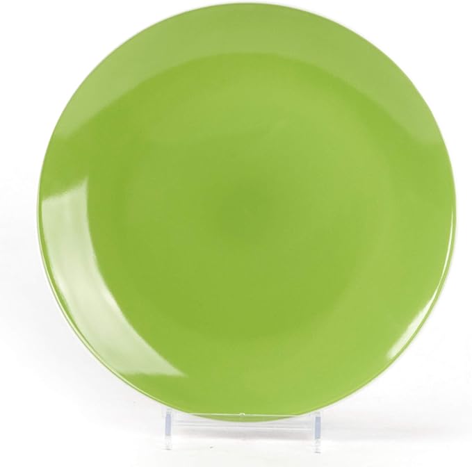 Stoneware Coupe Shape Dinnerware Set, Outside White + Inside Bamboo Color