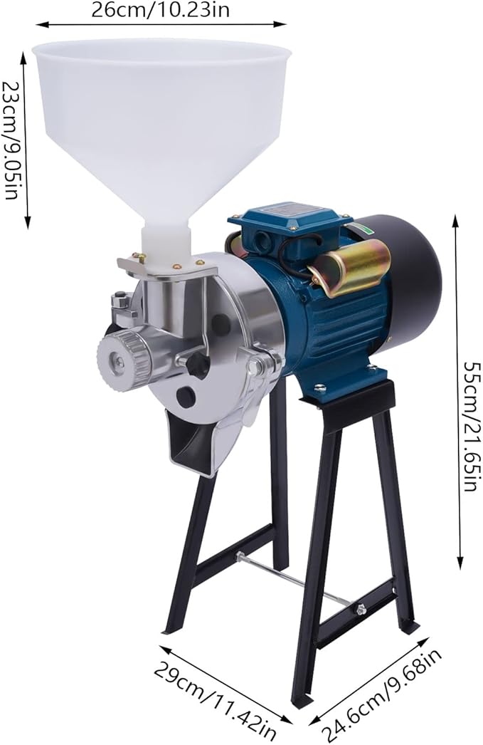 Electric Grain Mill Grinder, Dry & Wet Grinding 110V 2200W, 88.18 lbs/H High Speed Grinder, with Funnel for Grinding Wheat Rice Corn Sorghum Soybeans