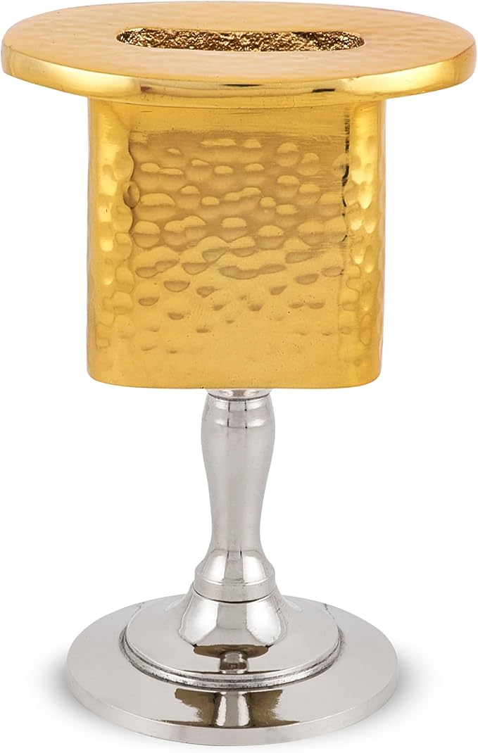 Zion Judaica Elegant Shabbos Havdalah Set Gift Boxed Gold Hammered Metal High Polished Includes Kiddush Cup 5.5 oz Wine Goblet Tray Havdualah Candle Holder Besamim Spice Box End of Shabbat Gift Set